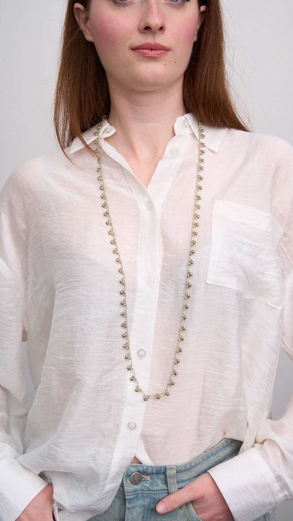 Via Roma - Collana "Tris" Oro - Verde salvia