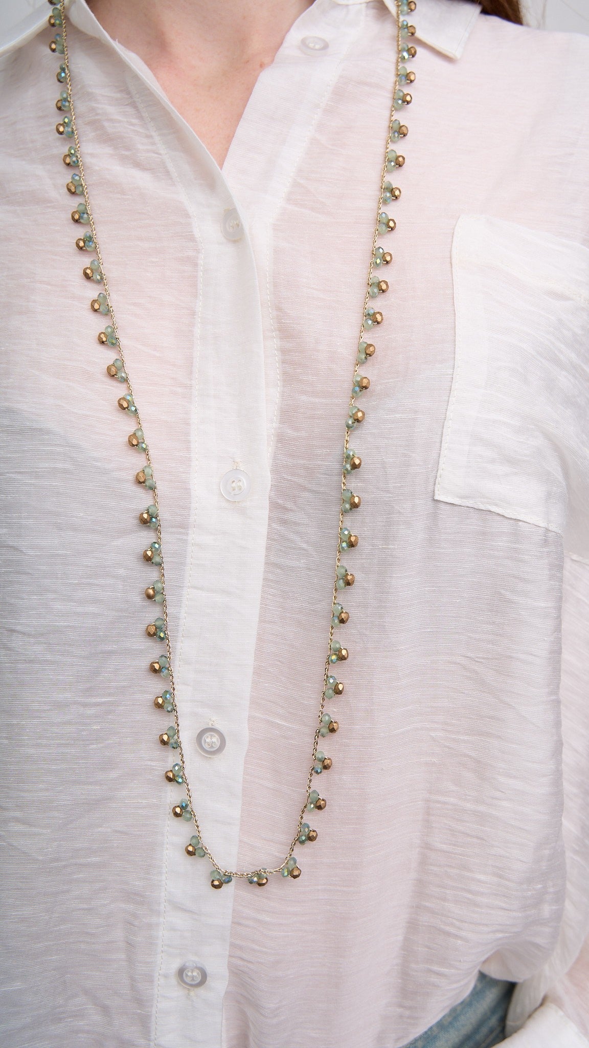 Via Roma - Collana "Tris" Oro - Verde salvia