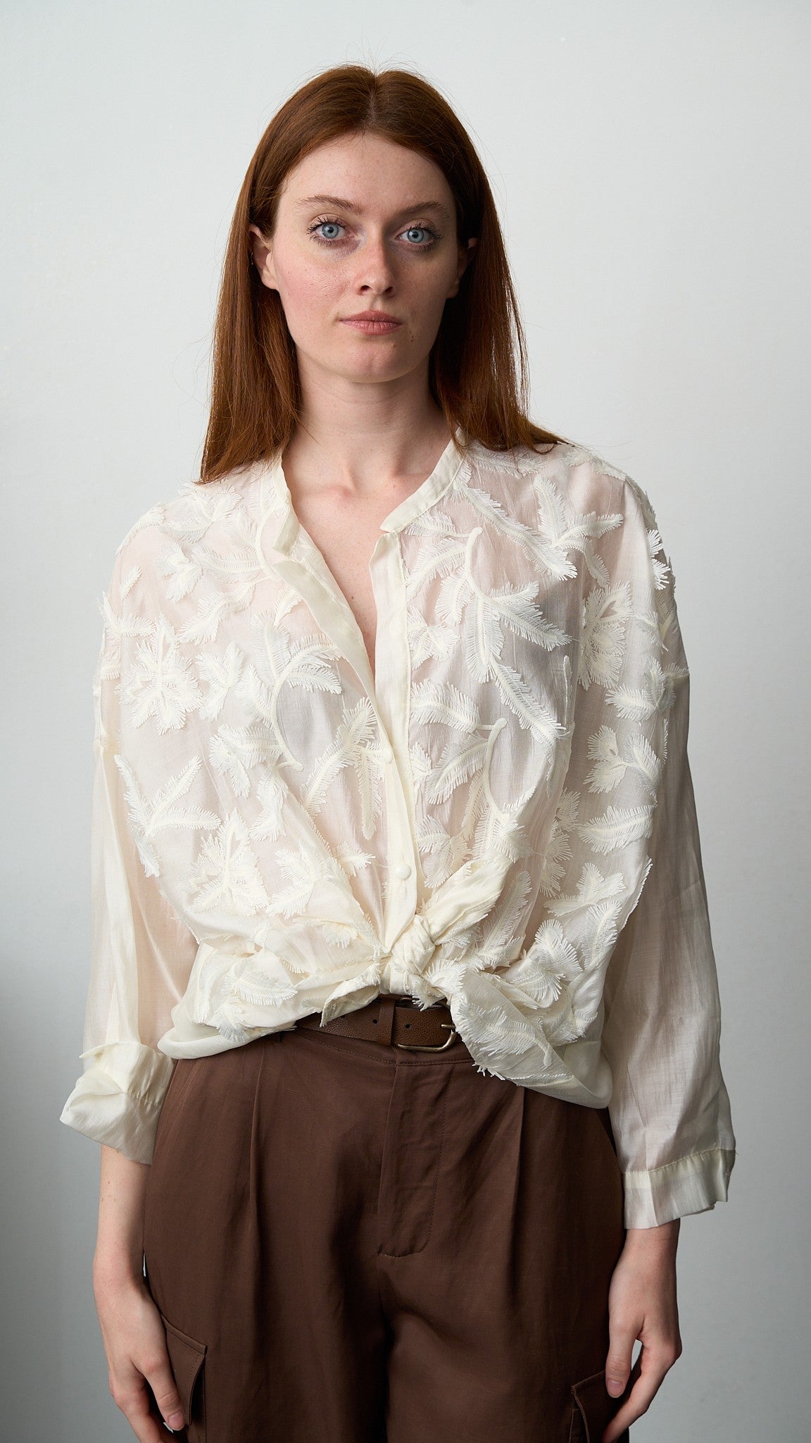 Tensione In - Camicia con applicazioni - ART.S26C106CAMP - Burro