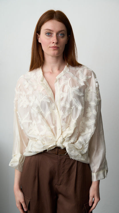 Tensione In - Camicia con applicazioni - ART.S26C106CAMP - Burro