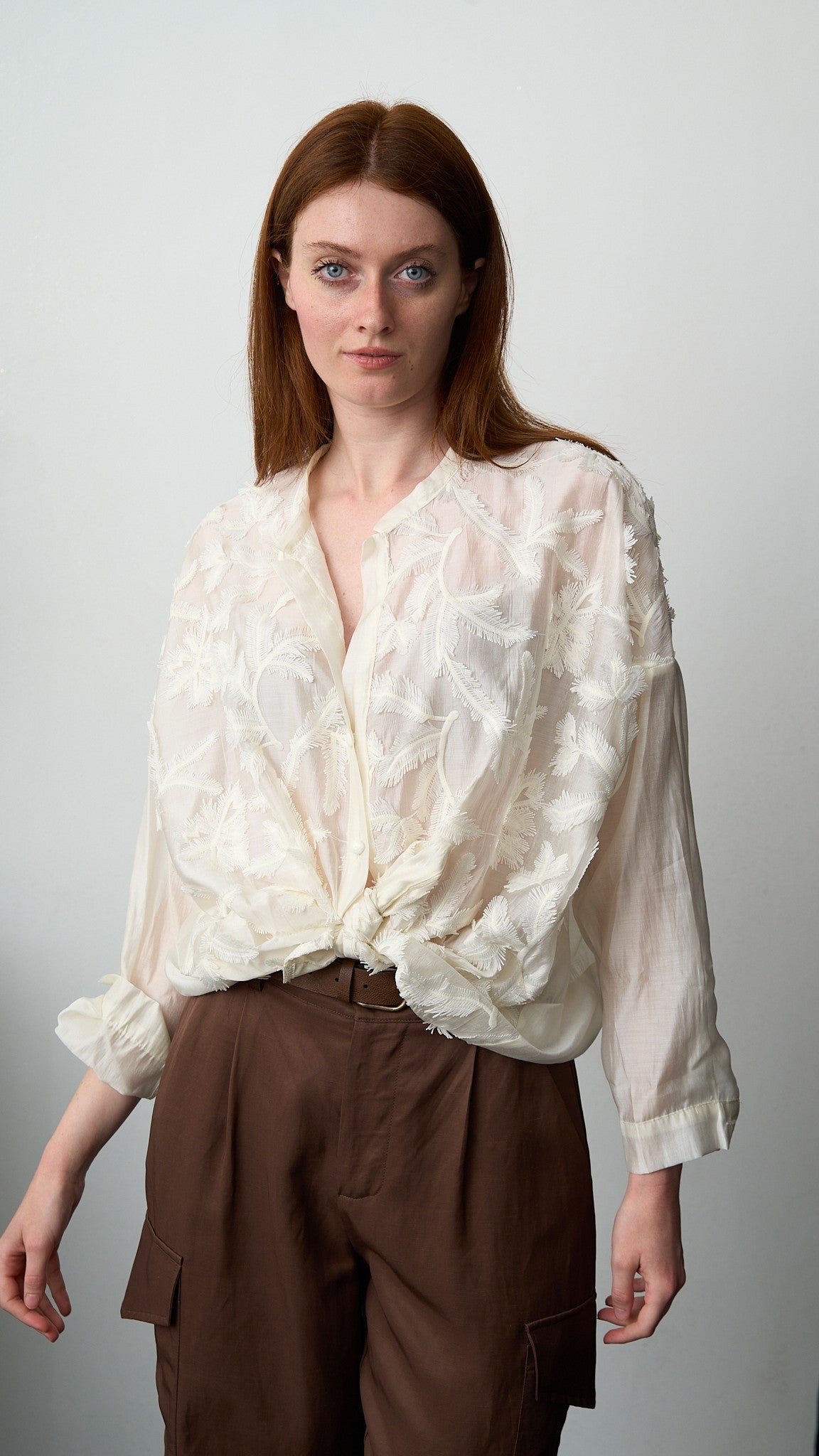 Tensione In - Camicia con applicazioni - ART.S26C106CAMP - Burro
