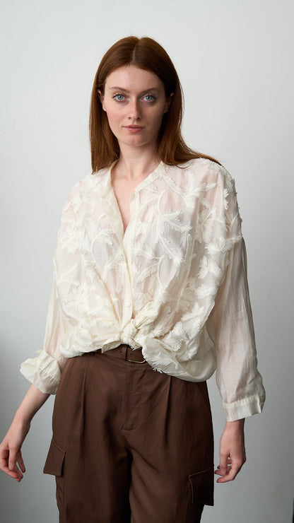 Tensione In - Camicia con applicazioni - ART.S26C106CAMP - Burro