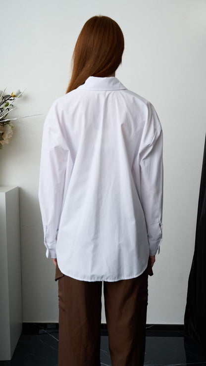 Tensione In - Camicia con tasca paillettes - ART.PE260048-U Bianco - Argento