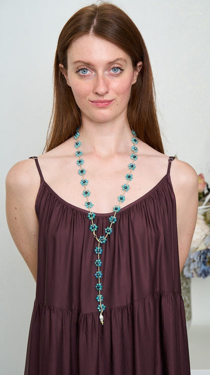 Via Roma - Collana "Fiore Maxi" Celeste - Blu