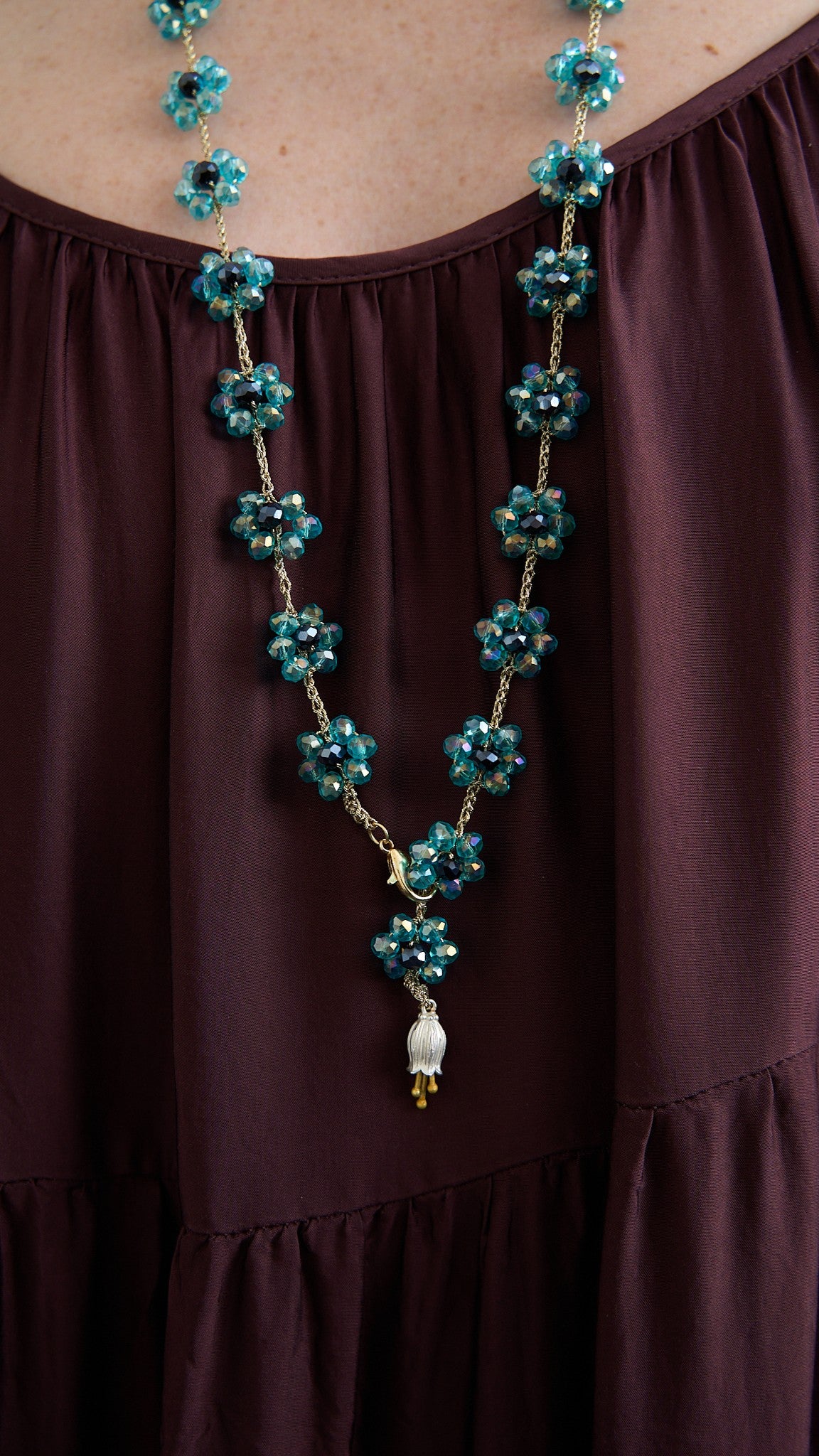 Via Roma - Collana "Fiore Maxi" Celeste - Blu