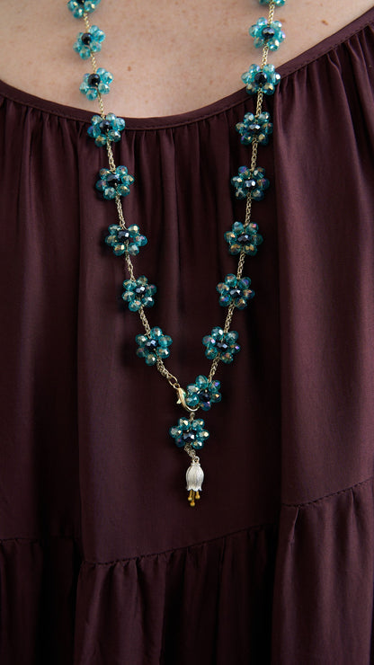 Via Roma - Collana "Fiore Maxi" Celeste - Blu