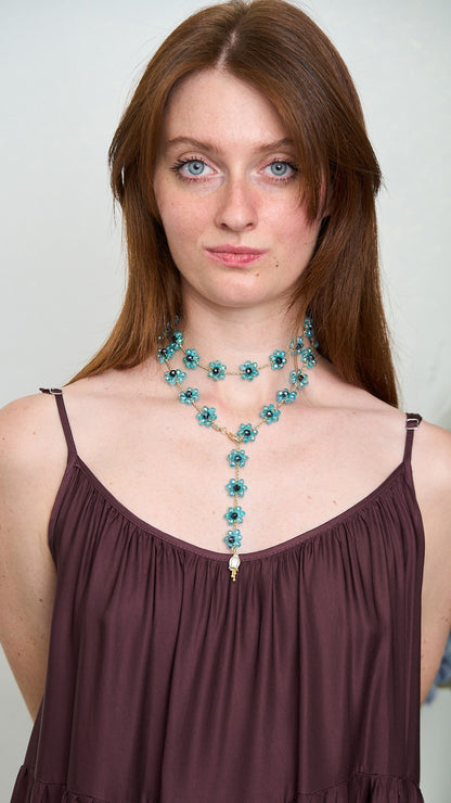 Via Roma - Collana "Fiore Maxi" Celeste - Blu