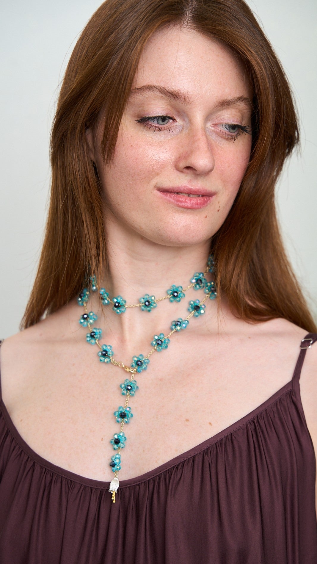 Via Roma - Collana "Fiore Maxi" Celeste - Blu