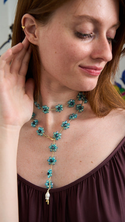 Via Roma - Collana "Fiore Maxi" Celeste - Blu