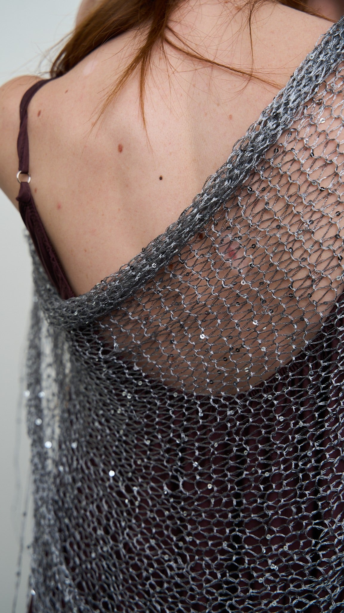 Via Roma - Scialle a maglia con dettagli paillettes Grigio