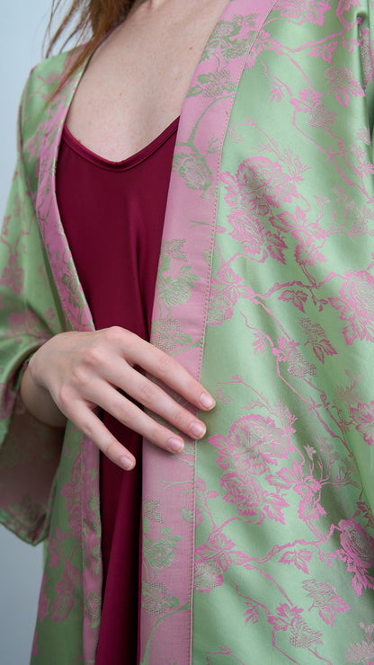 Via Roma - Kimono ampio fantasia - Verde - Rosa