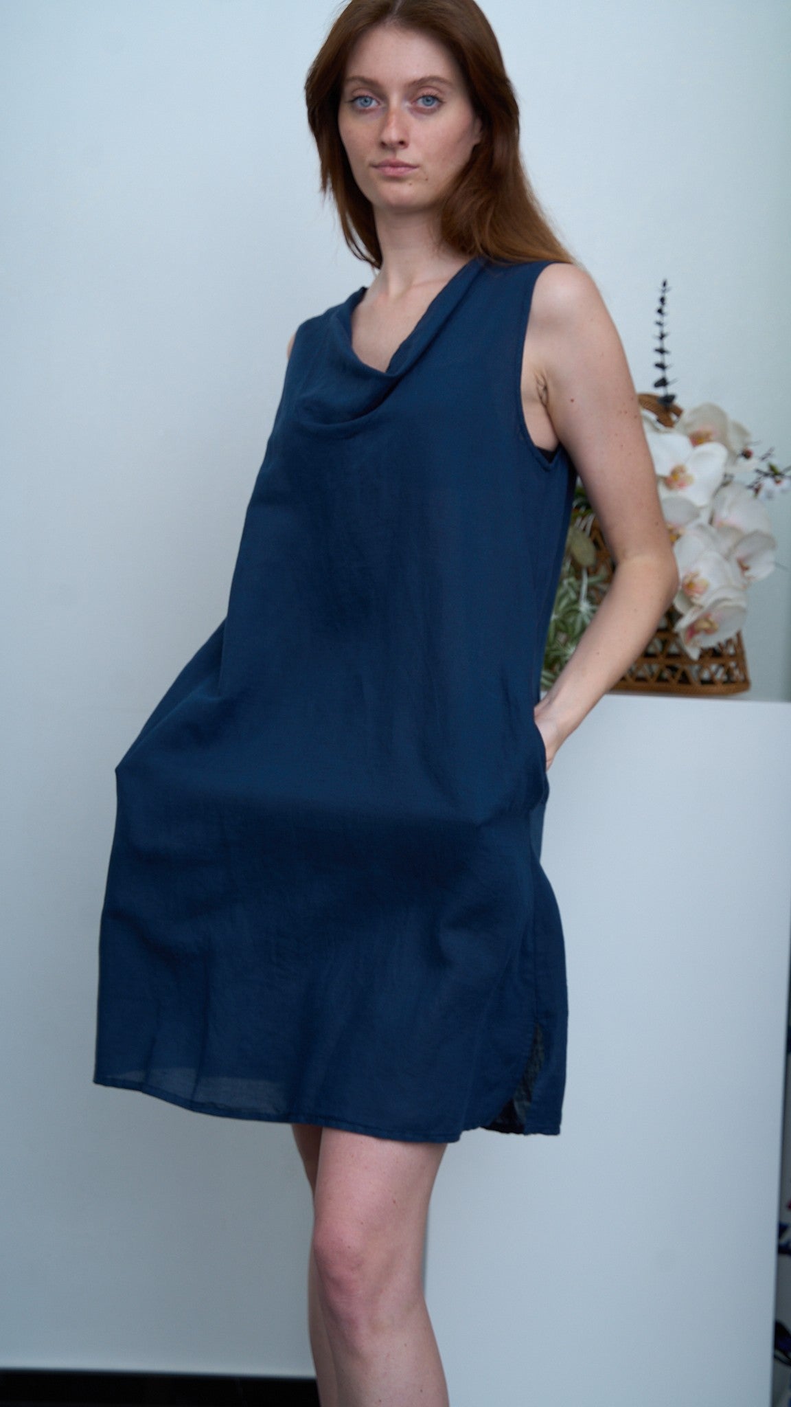 SDB - Abito smanicato con scollo a cratere - Blu - ART.7363LC