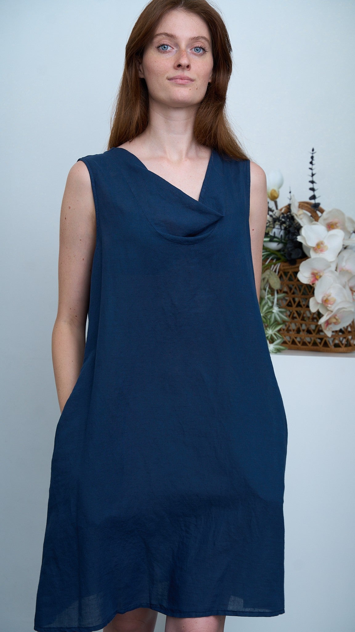 SDB - Abito smanicato con scollo a cratere - Blu - ART.7363LC