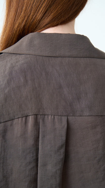Via Roma - Camicia morbida oversize con colletto - Cioccolato - ART.26AI50001800