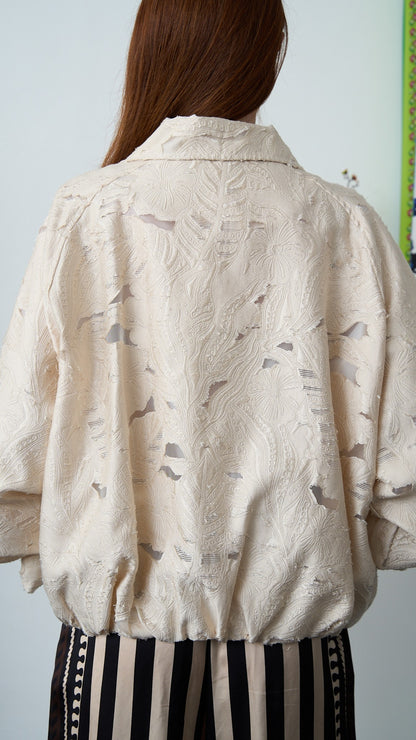 Via Roma - Bomber in jacquard effetto dévoré - Panna - ART.26AI20003900