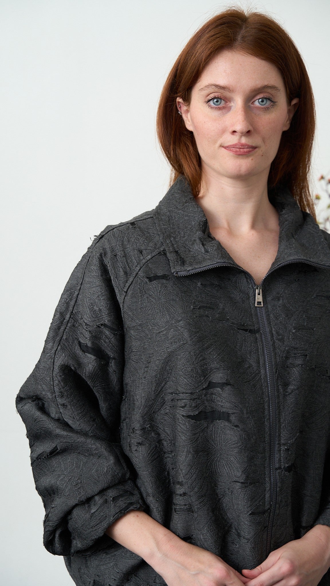 Via Roma - Bomber in jacquard effetto dévoré - Grigio antracite - ART.26AI20003900