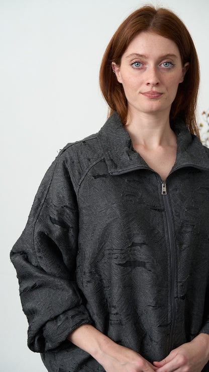 Via Roma - Bomber in jacquard effetto dévoré - Grigio antracite - ART.26AI20003900