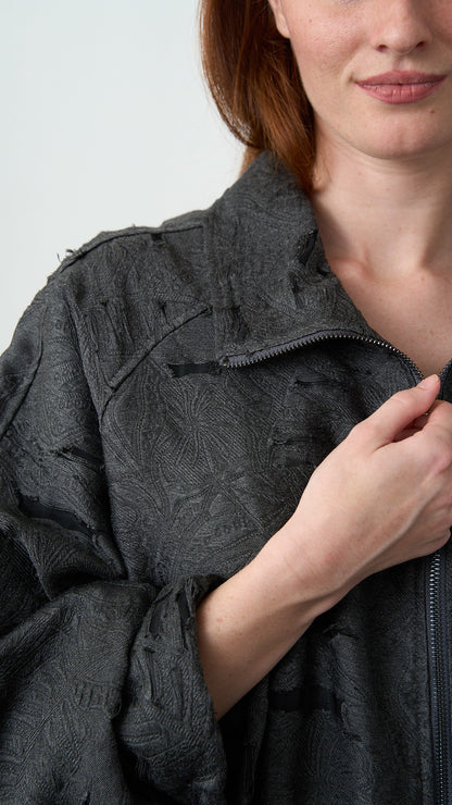 Via Roma - Bomber in jacquard effetto dévoré - Grigio antracite - ART.26AI20003900