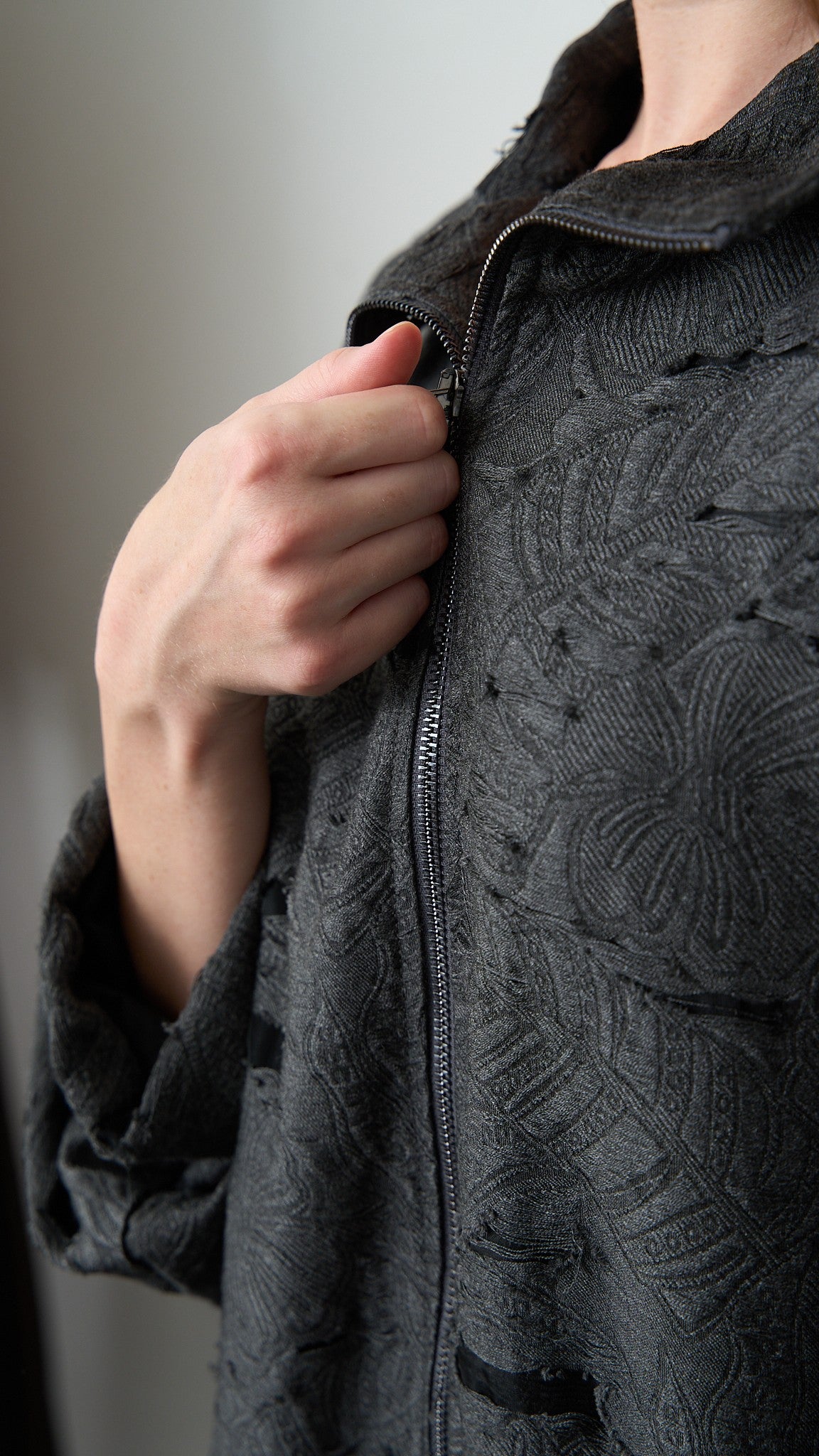 Via Roma - Bomber in jacquard effetto dévoré - Grigio antracite - ART.26AI20003900