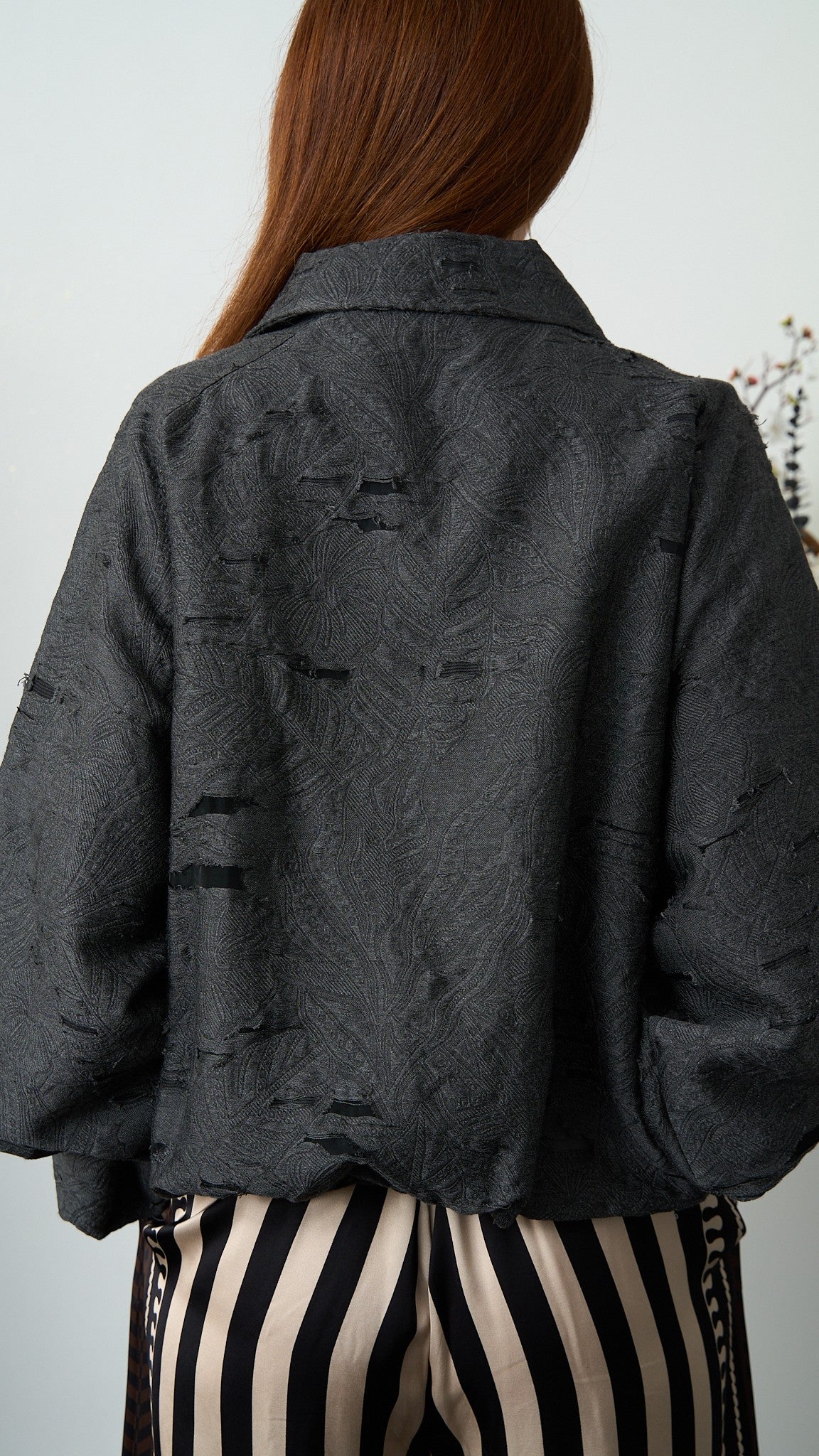 Via Roma - Bomber in jacquard effetto dévoré - Grigio antracite - ART.26AI20003900