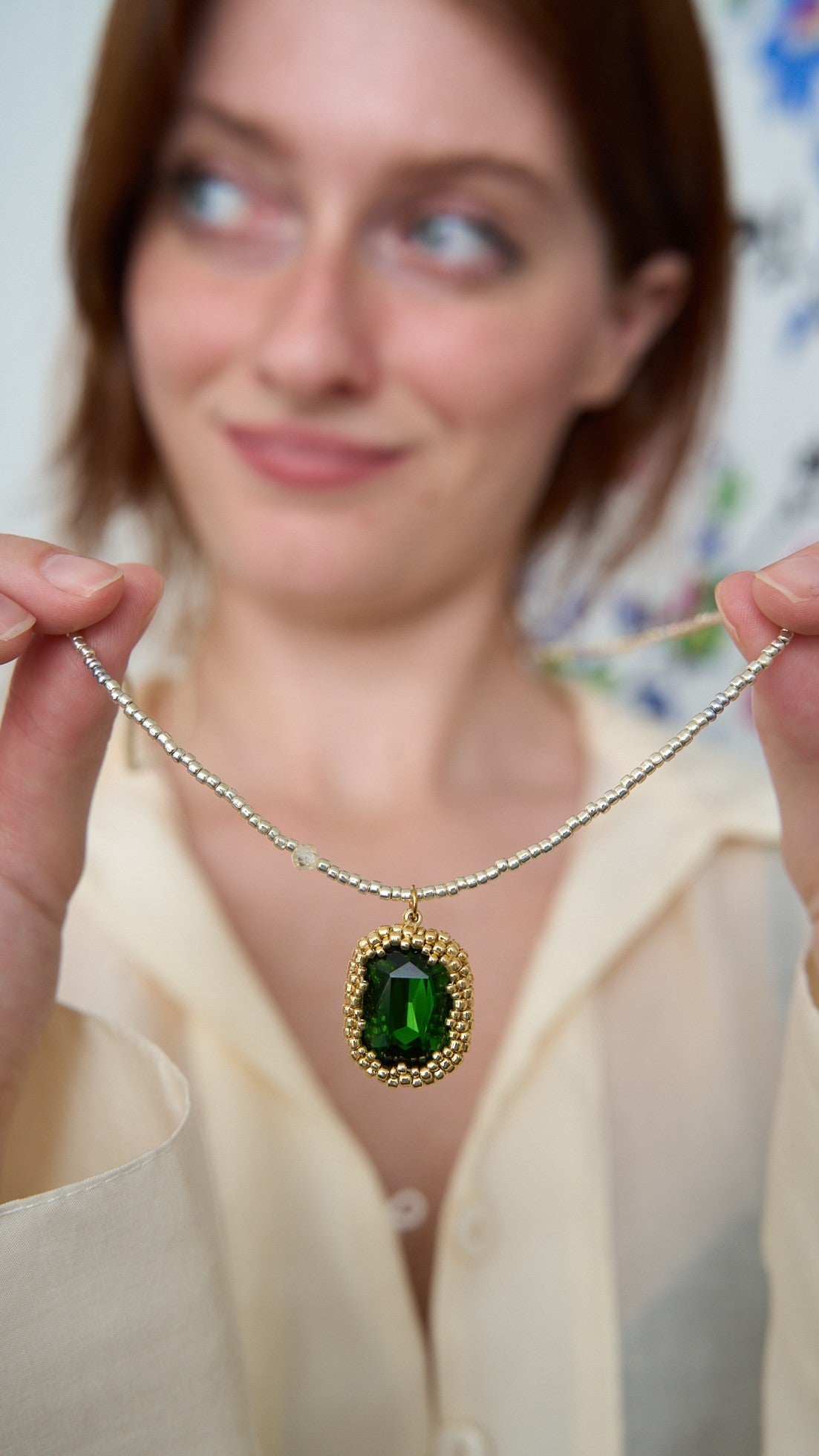 Via Roma - Collana "Cassandra" - Argento - Dorato - Verde