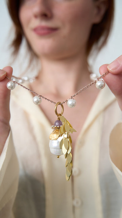 Via Roma - Collana "Lacrime di San Lorenzo" - Bianco - Oro Rosa - Dorato - Lilla