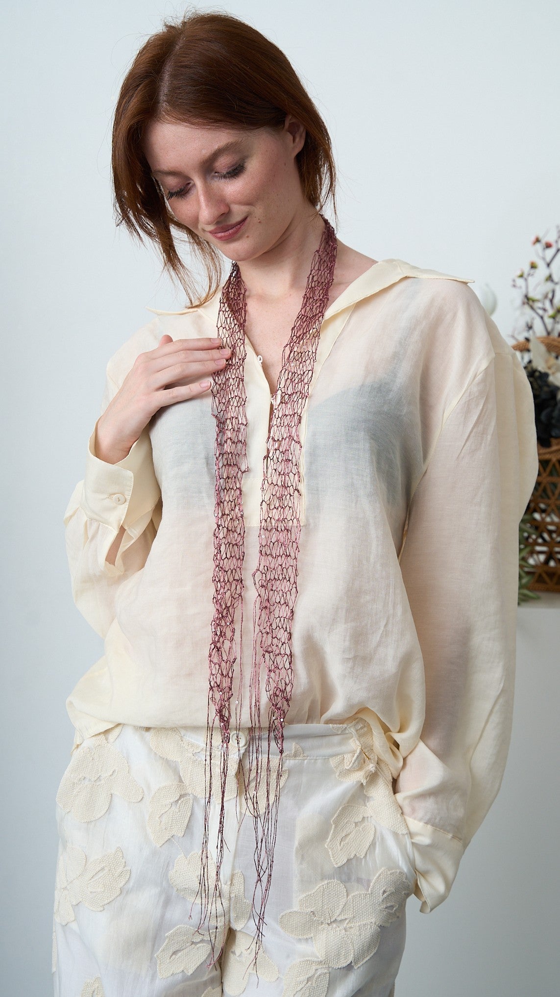 Via Roma - Foulard a maglia - Rosa