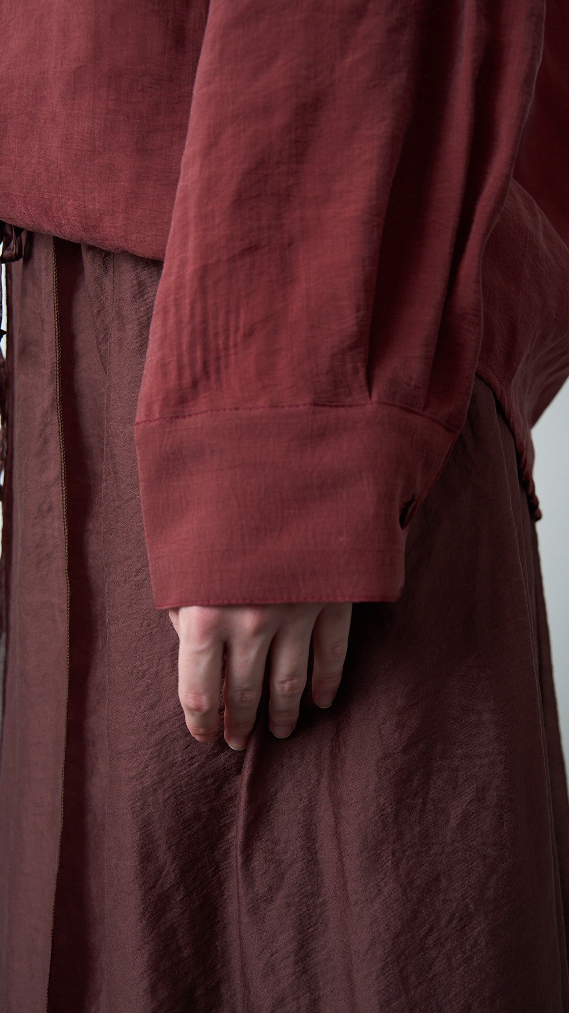 Via Roma - Camicia morbida oversize con colletto - Bordeaux - ART.26AI50001800