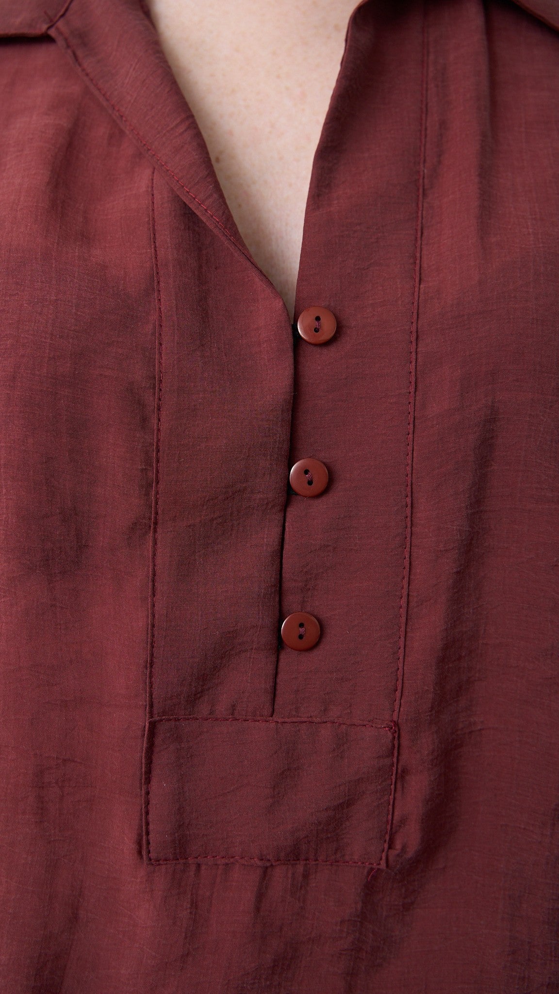 Via Roma - Camicia morbida oversize con colletto - Bordeaux - ART.26AI50001800