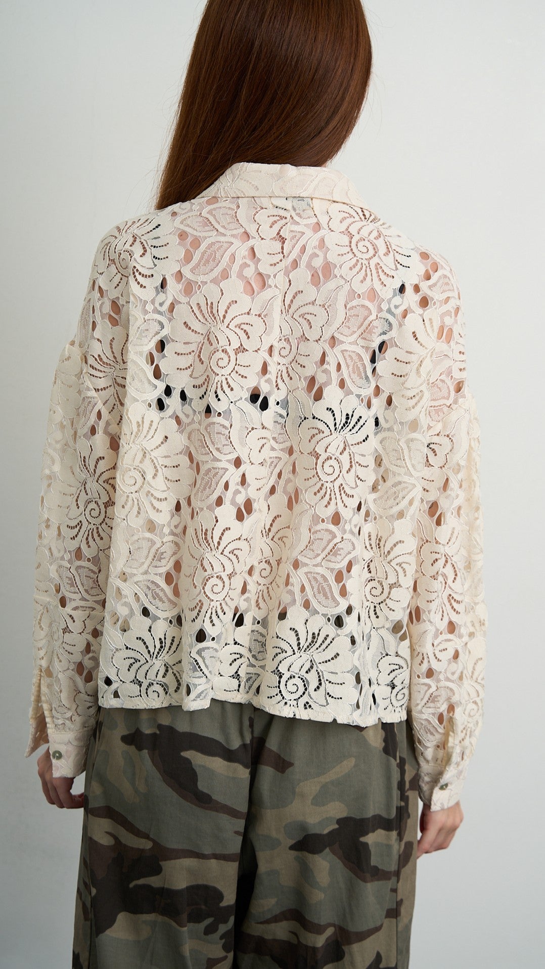 Tensione In - Camicia in pizzo floreale - Panna - ART.PE26-2087CAMP