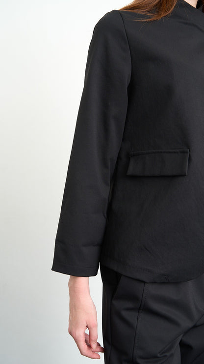 Via Roma - Giacca asimmetrica con collo alto e tasche con pattina - Nero - ART.26AI60001050