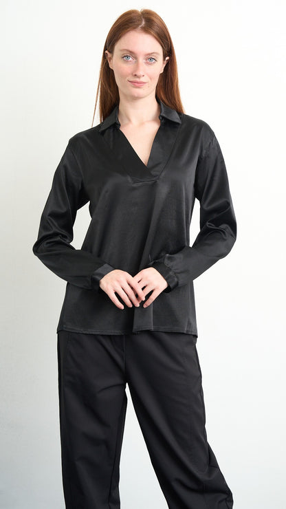 Via Roma - Blusa con scollo a V - Nero - ART.26AI4000760