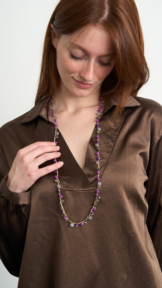 Via Roma - Collana "Francesca" - Viola - Dorato