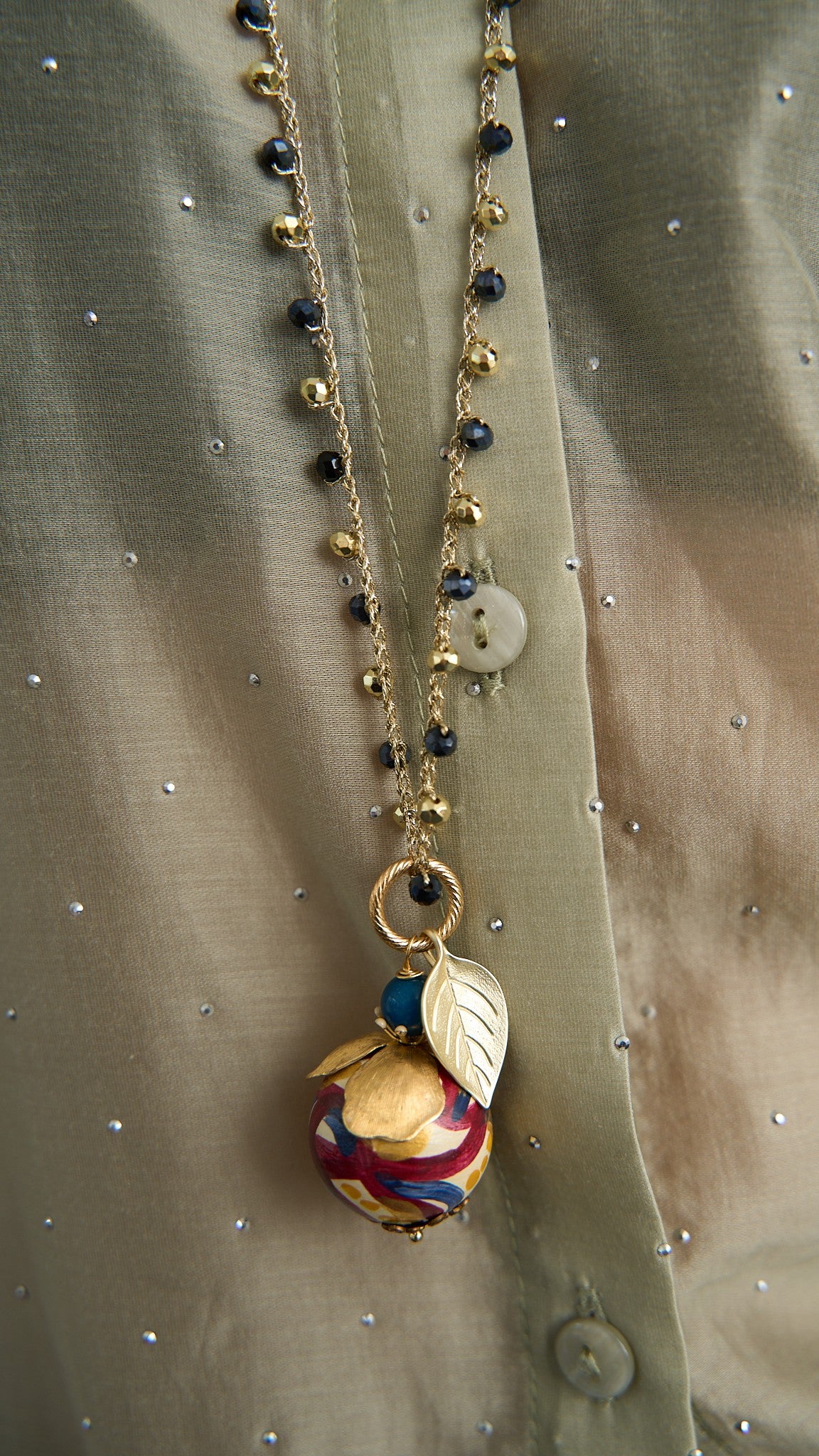 Via Roma - Collana "Giotto" - Bordeaux - Blu Notte - Dorato - Camel