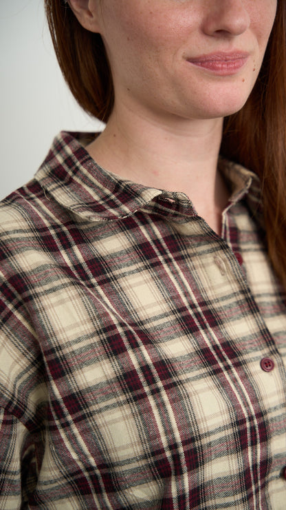 Via Roma - Camicia a quadri con piume - Beige - Bordeaux - Nero - ART.26AI60001637