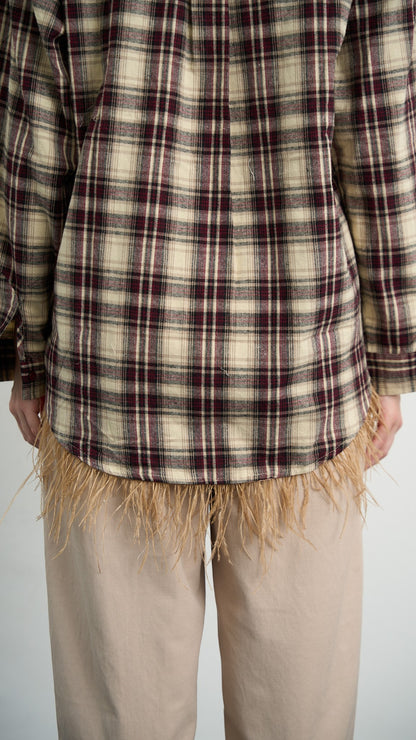 Via Roma - Camicia a quadri con piume - Beige - Bordeaux - Nero - ART.26AI60001637