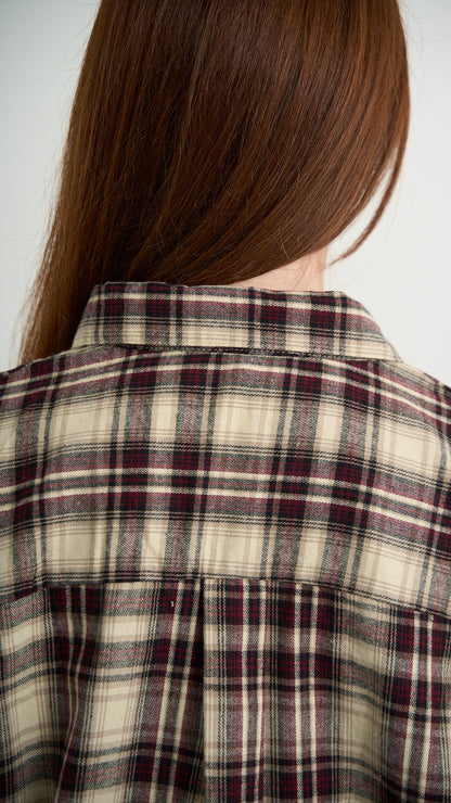 Via Roma - Camicia a quadri con piume - Beige - Bordeaux - Nero - ART.26AI60001637