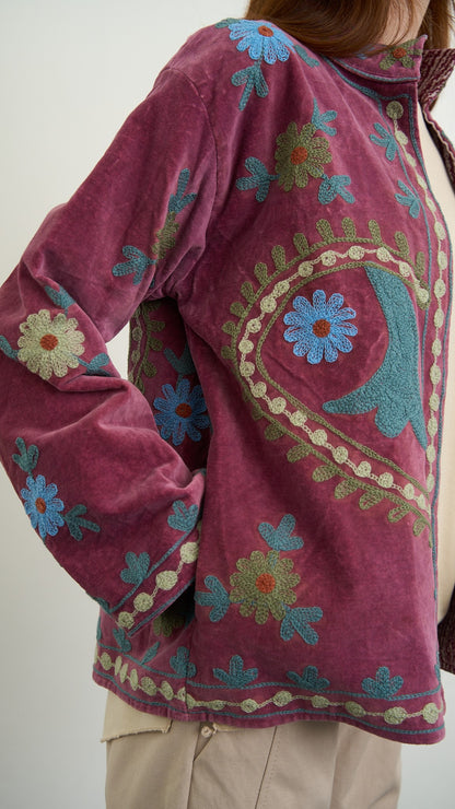Via Roma - Giacca in velluto ricamata - ART.26AI20003850 - Fucsia melanzana - Azzurro - Verde
