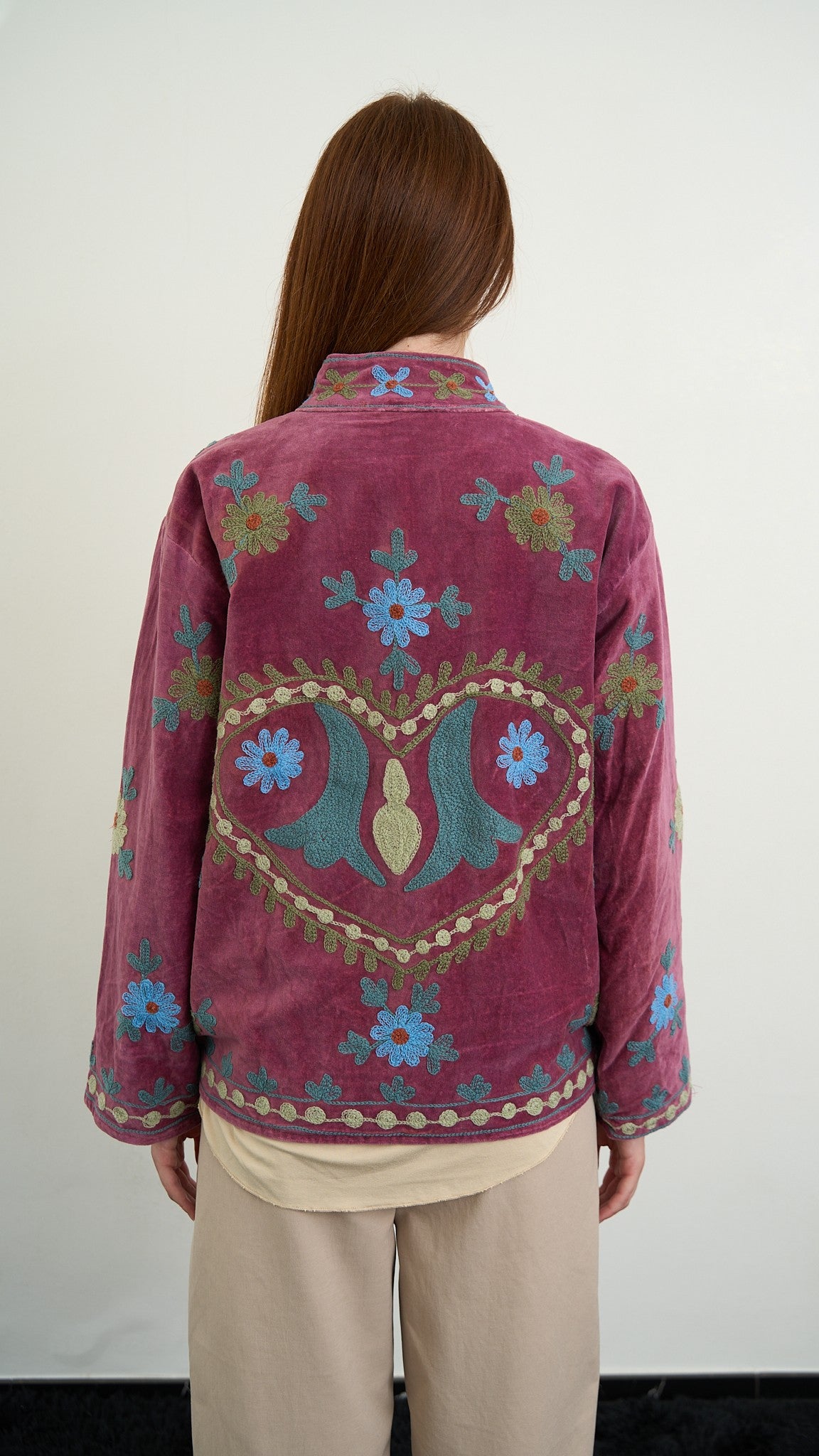 Via Roma - Giacca in velluto ricamata - ART.26AI20003850 - Fucsia melanzana - Azzurro - Verde