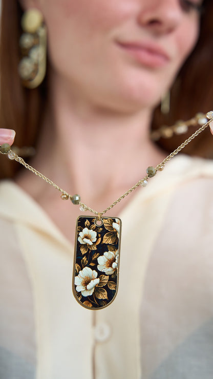 Via Roma - Collana "Ambrosia" - Nero - Avorio - Oro - Verde - Beige - Trasparente