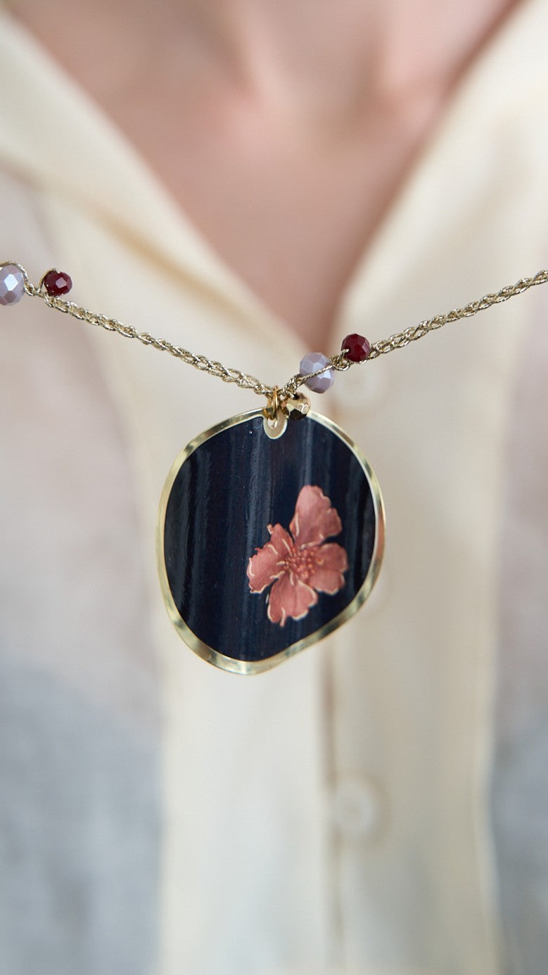 Via Roma - Collana "Ambrosia" - Nero - Bordeaux - Rosa Antico - Lilla - Oro