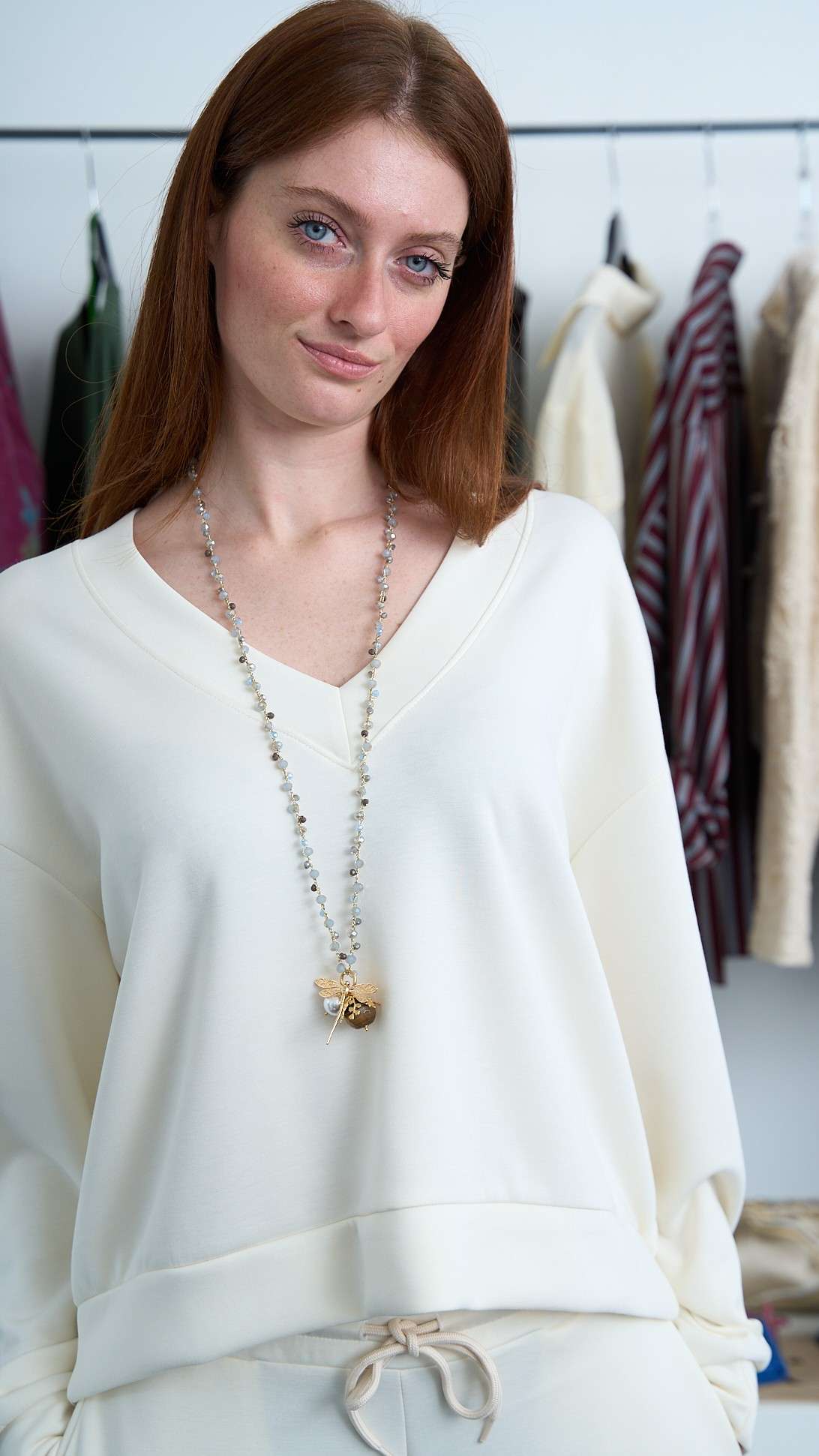 Via Roma - Collana "New Beautiful" - Azzurro polvere - Grigio - Marrone Striato