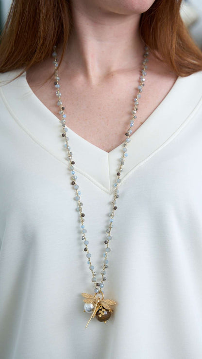 Via Roma - Collana "New Beautiful" - Azzurro polvere - Grigio - Marrone Striato