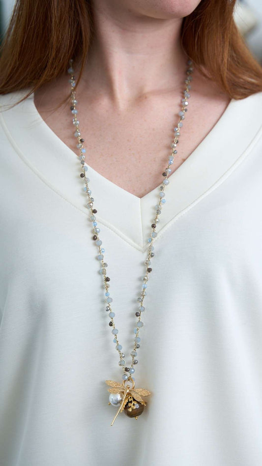 Via Roma - Collana "New Beautiful" - Azzurro polvere - Grigio - Marrone Striato