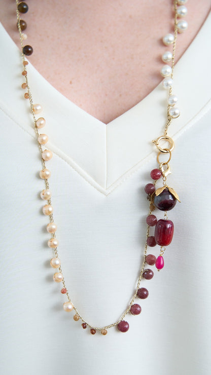 Via Roma - Collana "Krizia" - Oro - Avorio - Champagne - Bordeaux - Rosa Antico - Marrone Cognac