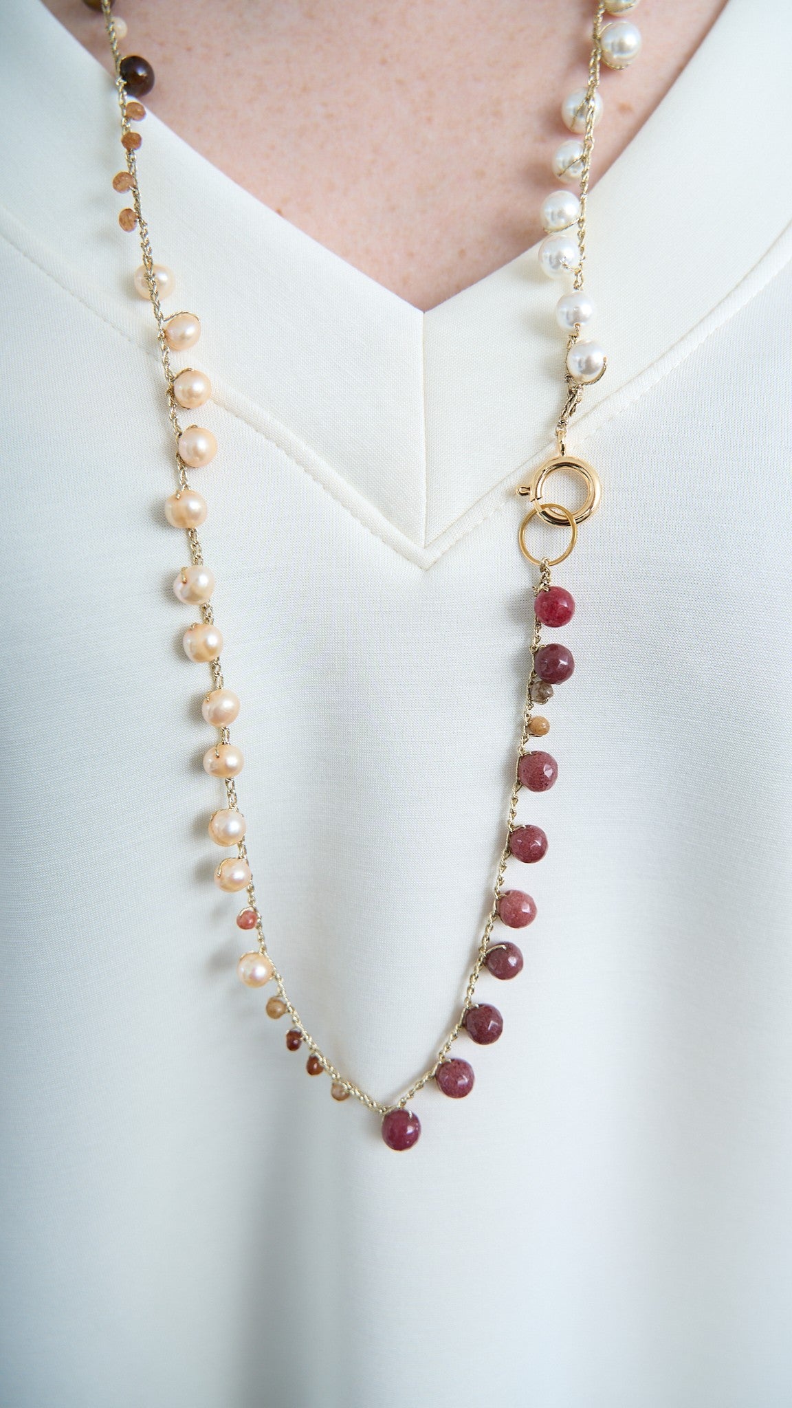 Via Roma - Collana "Krizia" - Oro - Avorio - Champagne - Bordeaux - Rosa Antico - Marrone Cognac