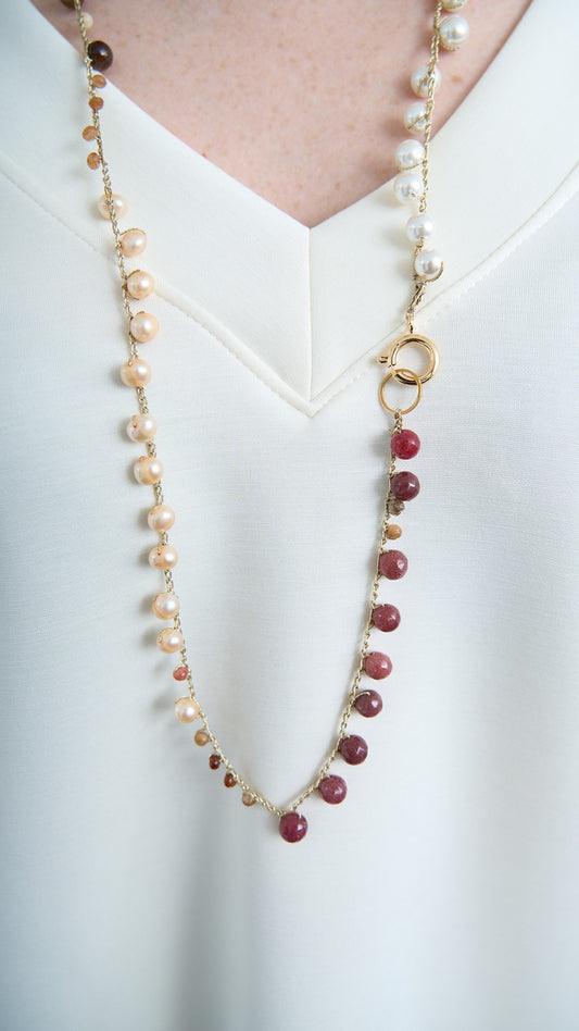 Via Roma - Collana "Krizia" - Oro - Avorio - Champagne - Bordeaux - Rosa Antico - Marrone Cognac
