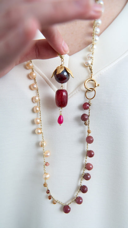Via Roma - Collana "Krizia" - Oro - Avorio - Champagne - Bordeaux - Rosa Antico - Marrone Cognac