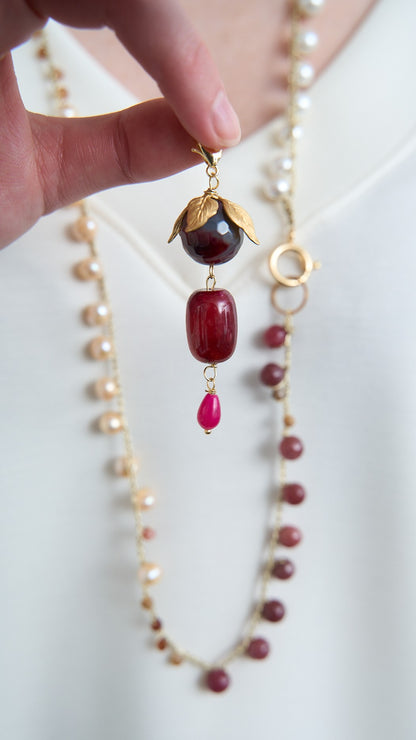 Via Roma - Collana "Krizia" - Oro - Avorio - Champagne - Bordeaux - Rosa Antico - Marrone Cognac