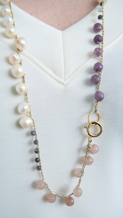 Via Roma - Collana "Krizia" - Oro - Bianco Perla - Lilla - Lavanda - Rosa Cipria